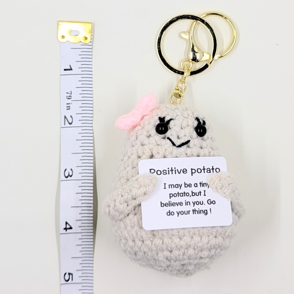 Positive Potato Crochet Keychain Funny Cheer-up Gifts - Picture 3 of 3